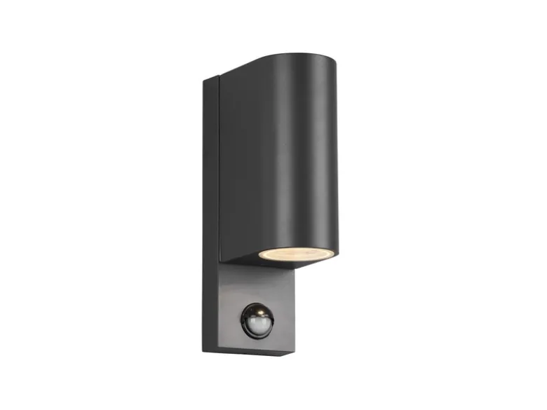 Außenwandleuchte mit Bewegungsmelder, Up and Down Anthrazit rund mit GU10 LED