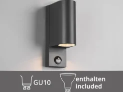 Außenwandleuchte mit Bewegungsmelder, Up and Down Anthrazit rund mit GU10 LED