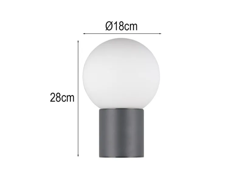 Außenwandleuchte MURES aus Aluminium in Anthrazit mit Glaskugel, Höhe 28cm