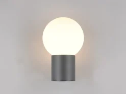 Außenwandleuchte MURES aus Aluminium in Anthrazit mit Glaskugel, Höhe 28cm