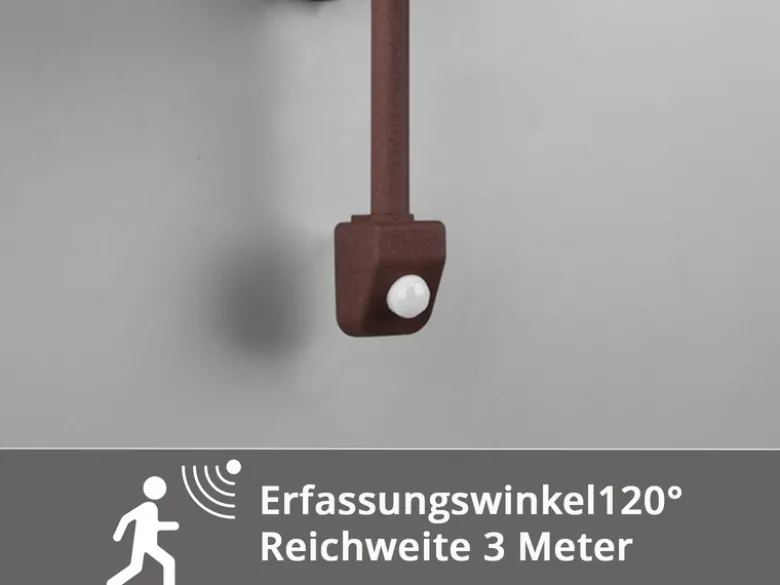 Außenwandleuchte NORMAN mit Bewegungsmelder, Landhausstil Rostoptik, Höhe 45cm