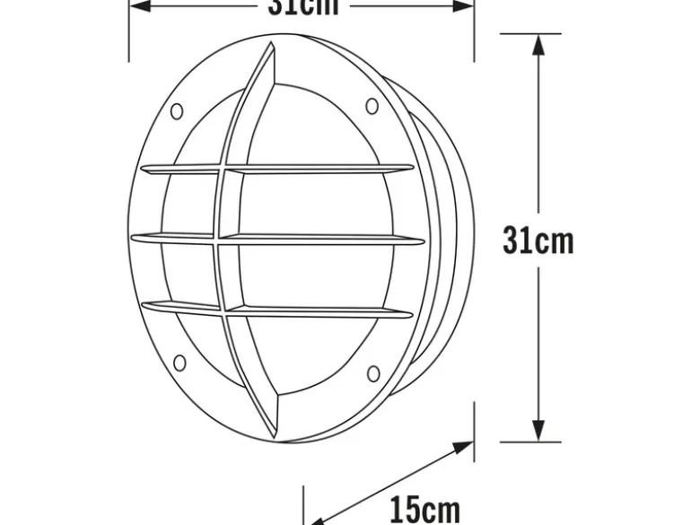 Außenwandleuchte ODEN mit Steckdose, Alu Schwarz & Klarglas, Ø 31cm