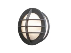 Außenwandleuchte ODEN mit Steckdose, Alu schwarz & Acrylglas Weiß Ø 31cm