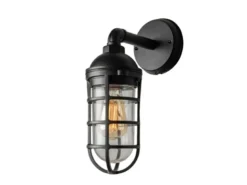 Außenwandleuchte OLBIA aus Aluminium Schwarz & Klarglas, Höhe 33cm