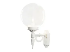 Außenwandleuchte ORION Aluminium Weiß mit Glaskugel, Höhe 44cm