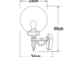Außenwandleuchte ORION Aluminium Weiß mit Glaskugel, Höhe 44cm