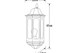 Außenwandleuchte PALLAS Halbschale Aluminium Weiß, Höhe 47cm