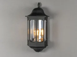 Außenwandleuchte PALLAS Halbschale Aluminium Schwarz, Höhe 47cm