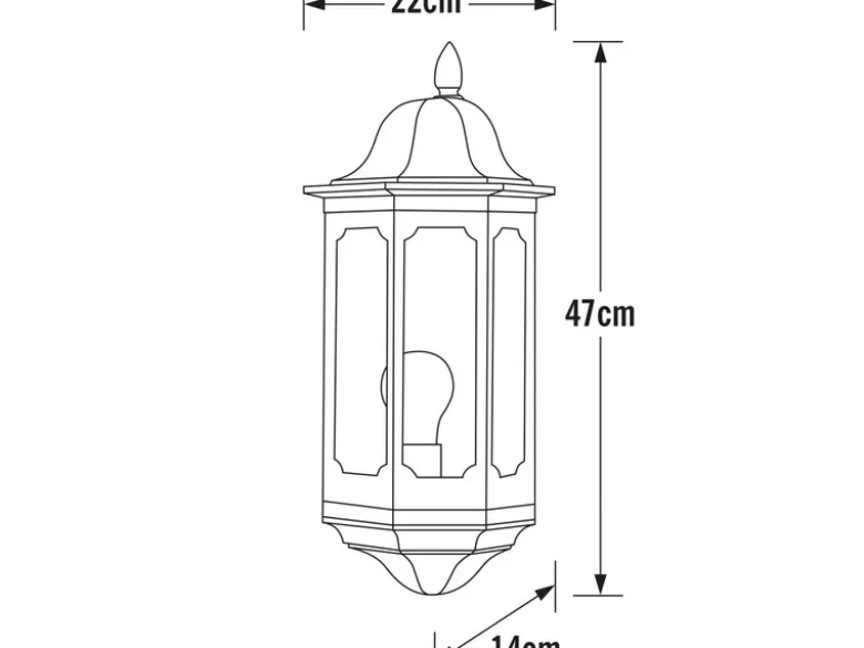 Außenwandleuchte PALLAS Halbschale Aluminium Schwarz, Höhe 47cm