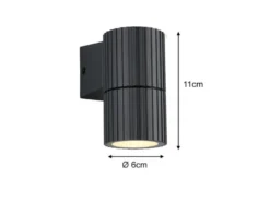 Außenwandleuchte PARANA Downlight Anthrazit geriffelt, Höhe 11cm