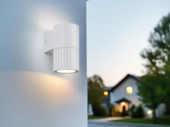 Außenwandleuchte PARANA Downlight Weiß geriffelt, Höhe 11cm
