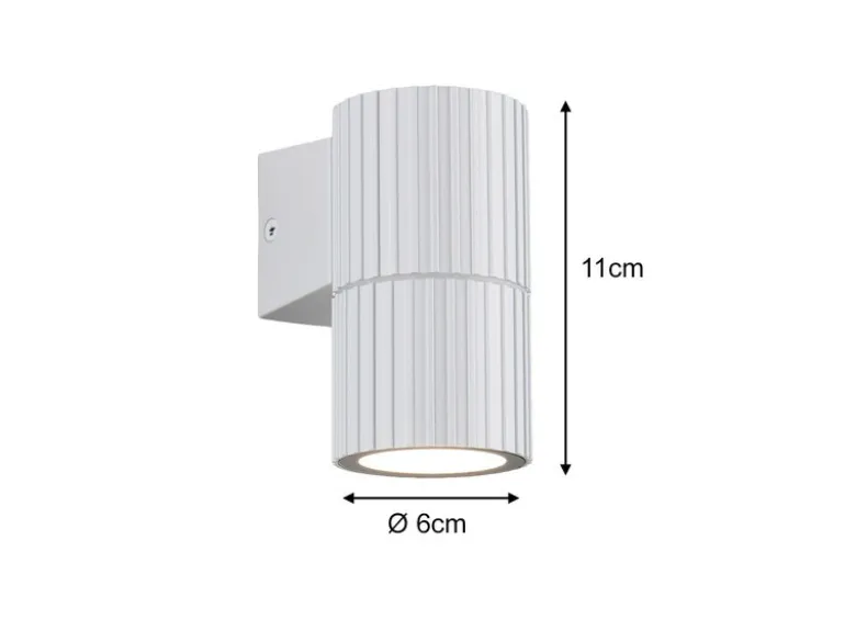 Außenwandleuchte PARANA Downlight Weiß geriffelt, Höhe 11cm