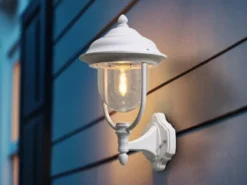Außenwandleuchte PARMA Landhausstil Laterne stehend, Weiß, Höhe 43cm