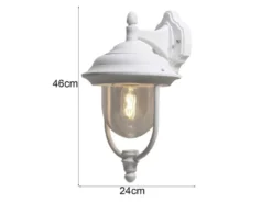 Außenwandleuchte PARMA Landhausstil Laterne hängend, Weiß, Höhe 46cm