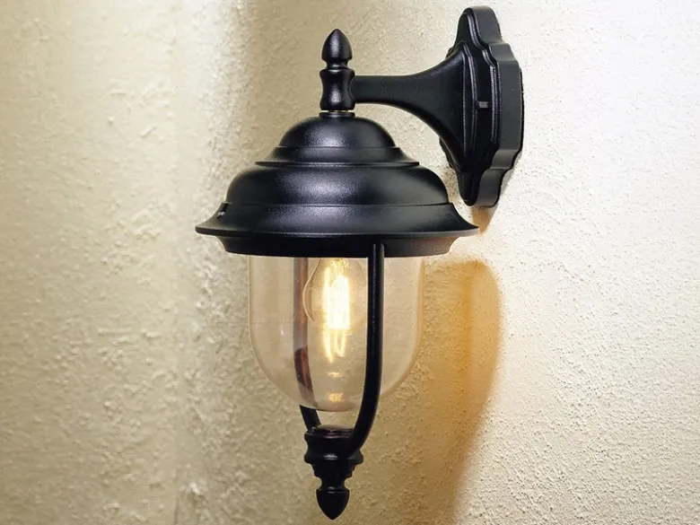 Außenwandleuchte PARMA Landhausstil Laterne hängend, Schwarz, Höhe 46cm
