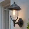 Außenwandleuchte PARMA Landhausstil Laterne stehend, Schwarz, Höhe 43cm
