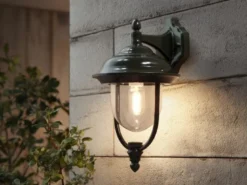 Außenwandleuchte PARMA Landhausstil Laterne hängend, Grün, Höhe 46cm
