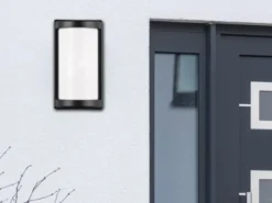 Außenwandleuchte PUELO Aluminium Schwarz & Acrylglas Weiß, Höhe 27cm