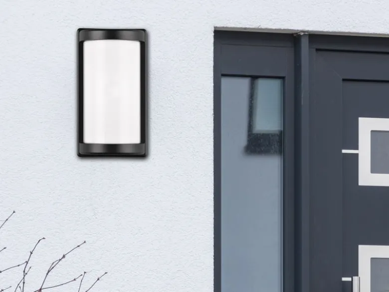 Außenwandleuchte PUELO Aluminium Schwarz & Acrylglas Weiß, Höhe 27cm
