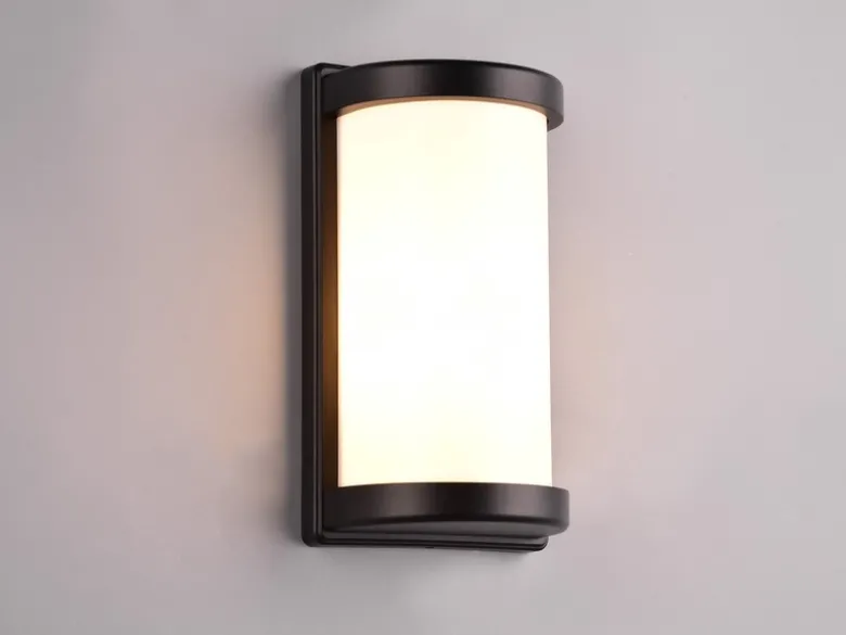 Außenwandleuchte PUELO Aluminium Schwarz & Acrylglas Weiß, Höhe 27cm