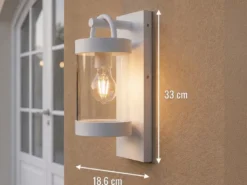 Außenwandleuchte SAMBESI Laterne im Landhausstil, Weiß, Höhe 33cm