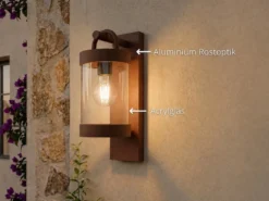 Außenwandleuchte SAMBESI Laterne im Landhausstil, Rostoptik, Höhe 33cm