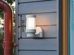 Außenwandleuchte SIENA aus Aluminium Grau mit Acrylglas, Höhe 23,5cm