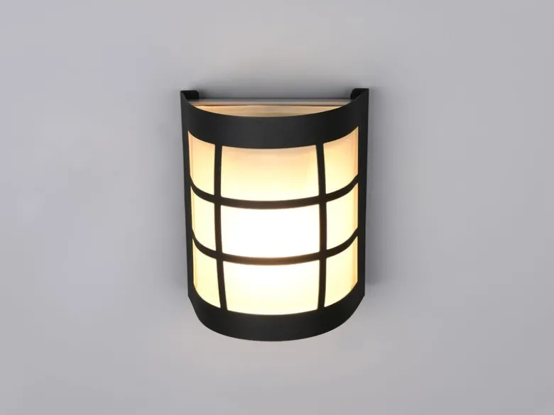 Außenwandleuchte SINTRA Edelstahl Schwarz & Glas Weiß, Höhe 16cm