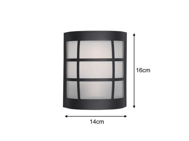 Außenwandleuchte SINTRA Edelstahl Schwarz & Glas Weiß, Höhe 16cm