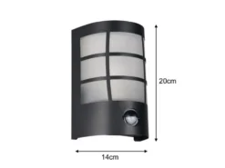 Außenwandleuchte SINTRA Edelstahl Schwarz mit Bewegungsmelder, Höhe 20cm