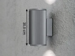 Außenwandleuchte SIRACUSA Up & Downlight Aluminium Grau, H 20,5cm
