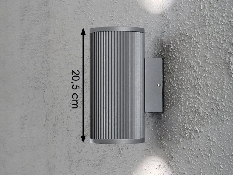 Außenwandleuchte SIRACUSA Up & Downlight Aluminium Grau, H 20,5cm