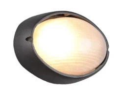 Außenwandleuchte TEMO Schwarz Fassadenbeleuchtung IP44 oval Breite 21,3cm