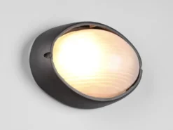 Außenwandleuchte TEMO Schwarz Fassadenbeleuchtung IP44 oval Breite 21,3cm