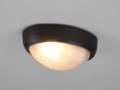 Außenwandleuchte TEMO Schwarz Fassadenbeleuchtung IP44 oval Breite 21,3cm