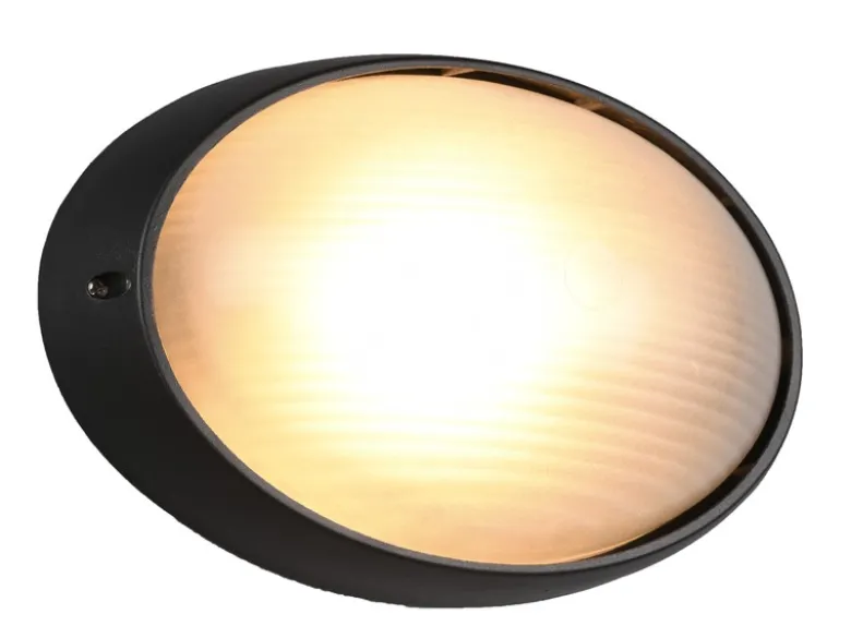 Außenwandleuchte TEMO Schwarz Fassadenbeleuchtung IP44 oval Breite 32cm
