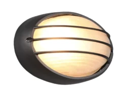 Außenwandleuchte TIRSO Schwarz Gitterlampe IP44 oval Breite 21,3cm