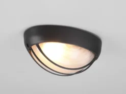 Außenwandleuchte TIRSO Schwarz Gitterlampe IP44 oval Breite 21,3cm