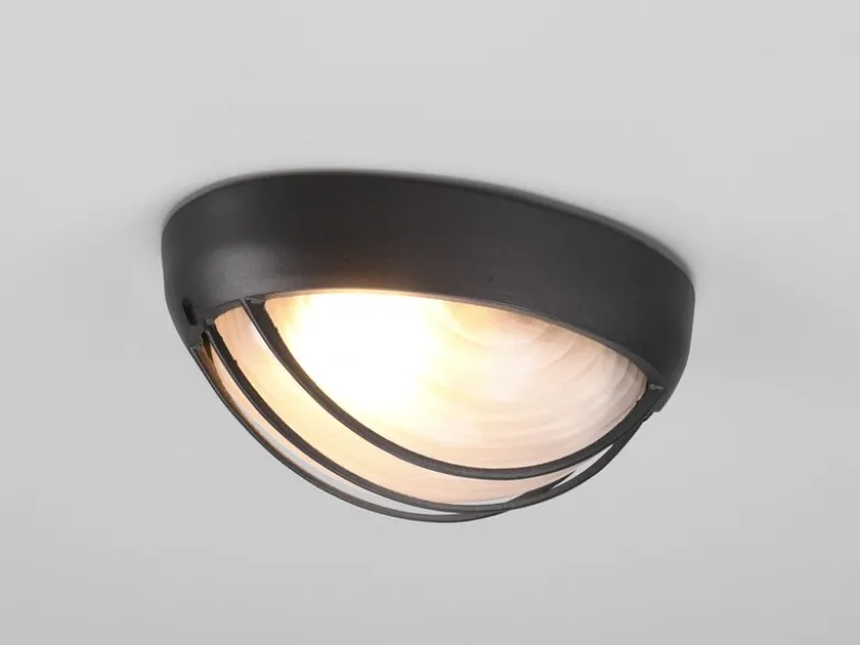 Außenwandleuchte TIRSO Schwarz Gitterlampe IP44 oval Breite 21,3cm