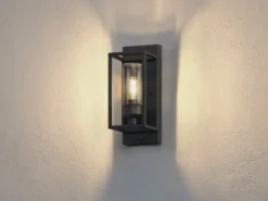 Außenwandleuchte TRANI mit Dämmerungssensor, H: 40cm Edelstahl Schwarz