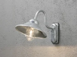 Außenwandleuchte VEGA im Landhausstil Stahl Silber, Höhe 30cm