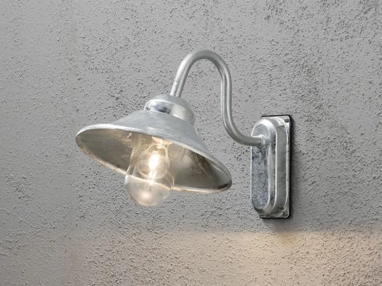 Außenwandleuchte VEGA im Landhausstil Stahl Silber, Höhe 30cm