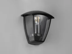 Außenwandleuchte VENTA Halbschale im Landhausstil Schwarz, Höhe 20cm