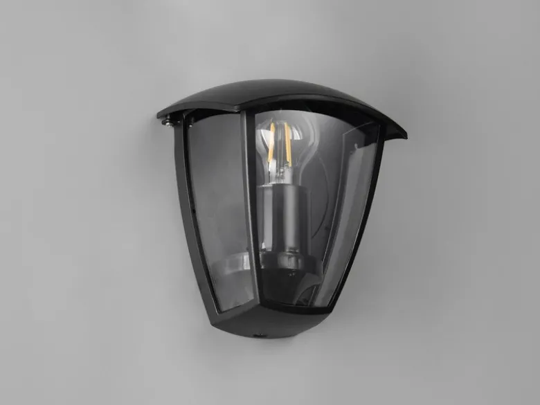 Außenwandleuchte VENTA Halbschale im Landhausstil Schwarz, Höhe 20cm
