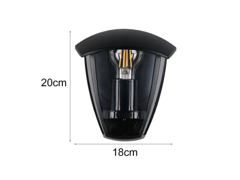 Außenwandleuchte VENTA Halbschale im Landhausstil Schwarz, Höhe 20cm
