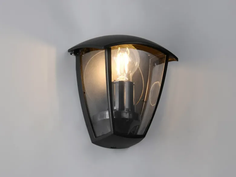 Außenwandleuchte VENTA Halbschale im Landhausstil Schwarz, Höhe 20cm