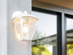 Außenwandleuchte VENTA Laterne hängend Landhausstil Weiß, Höhe 24cm