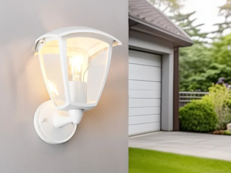 Außenwandleuchte VENTA Laterne stehend Landhausstil Weiß, Höhe 24cm