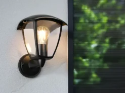 Außenwandleuchte VENTA Laterne stehend Landhausstil Schwarz, Höhe 24cm