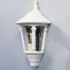 Außenwandleuchte VIRGO Laterne Halbschale Aluminium Weiß, Höhe 44cm